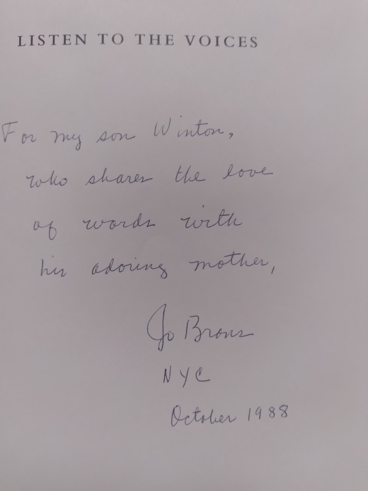 Listen to the Voices: Conversations With Contemporary Writer