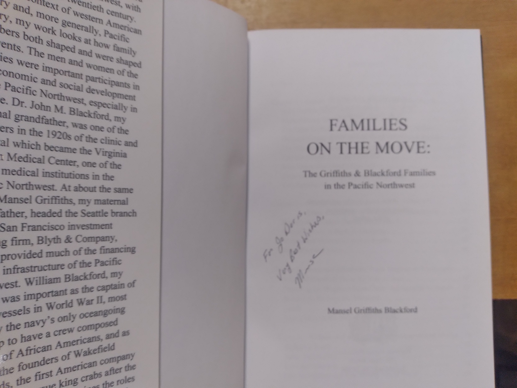 FAMILIES ON THE MOVE: The Griffiths & Blackford Families in the Pacific Northwest