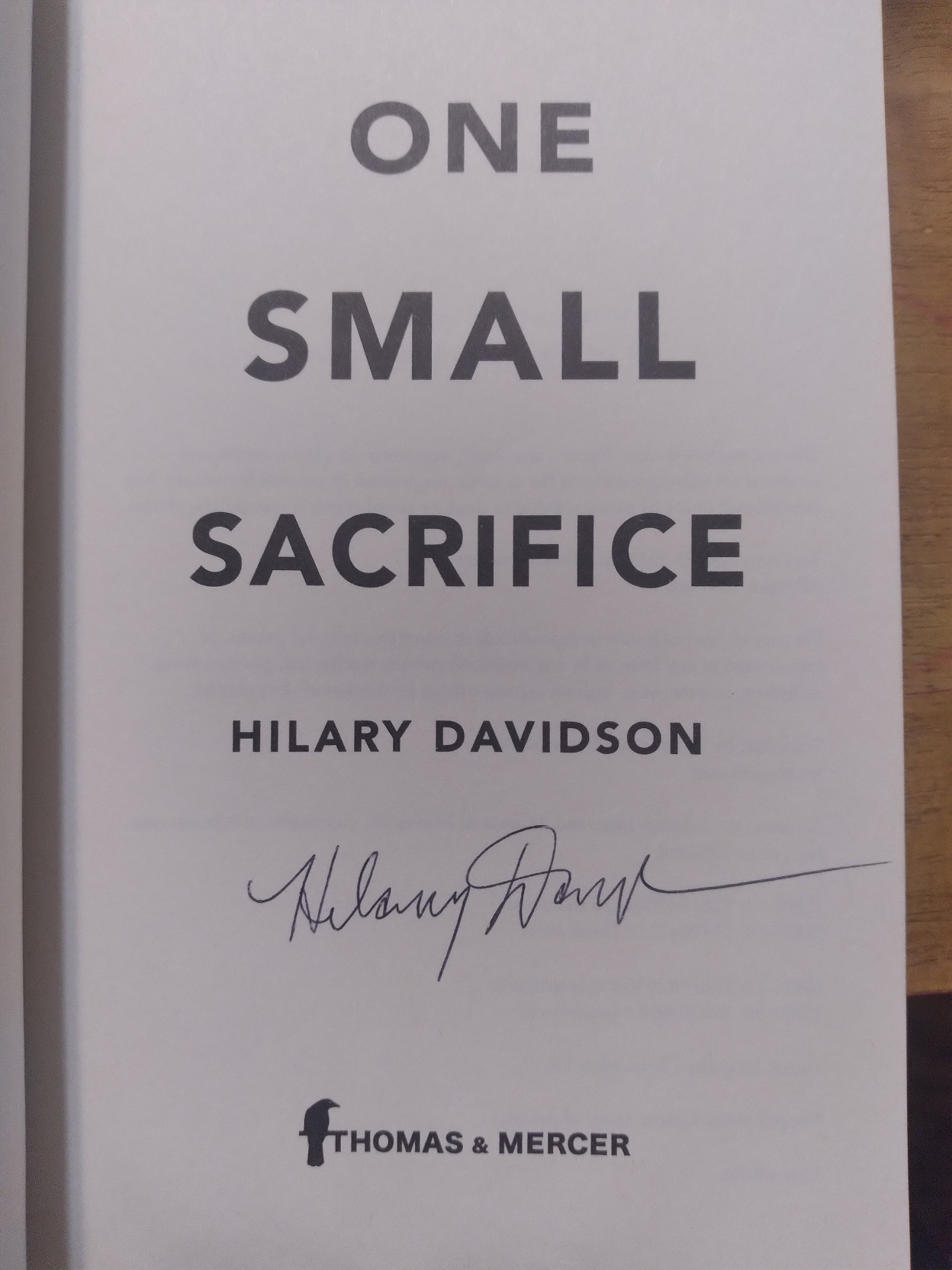 Image for One Small Sacrifice One Small Sacrifice