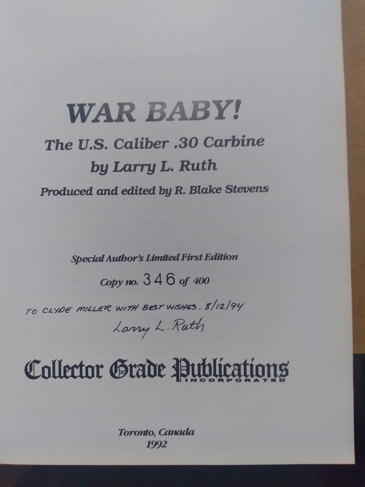 WAR BABY!: The U.S. Caliber .30 Carbine