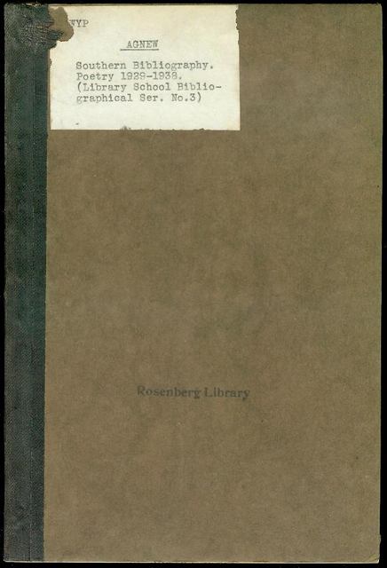 Image for A Southern Bibliography: Poetry 1929-1938