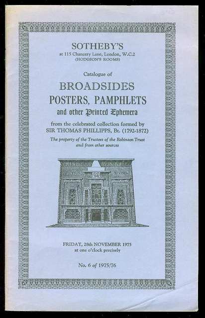 Image for Catalogue of Broadsides, Posters, Pamphlets and Other Printed Ephemera