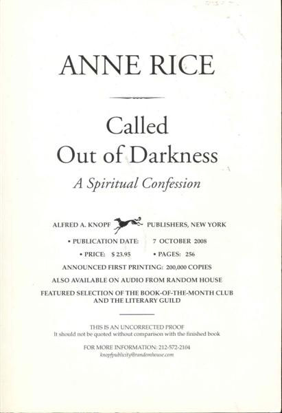 Image for Called Out of Darkness: A Spiritual Confession