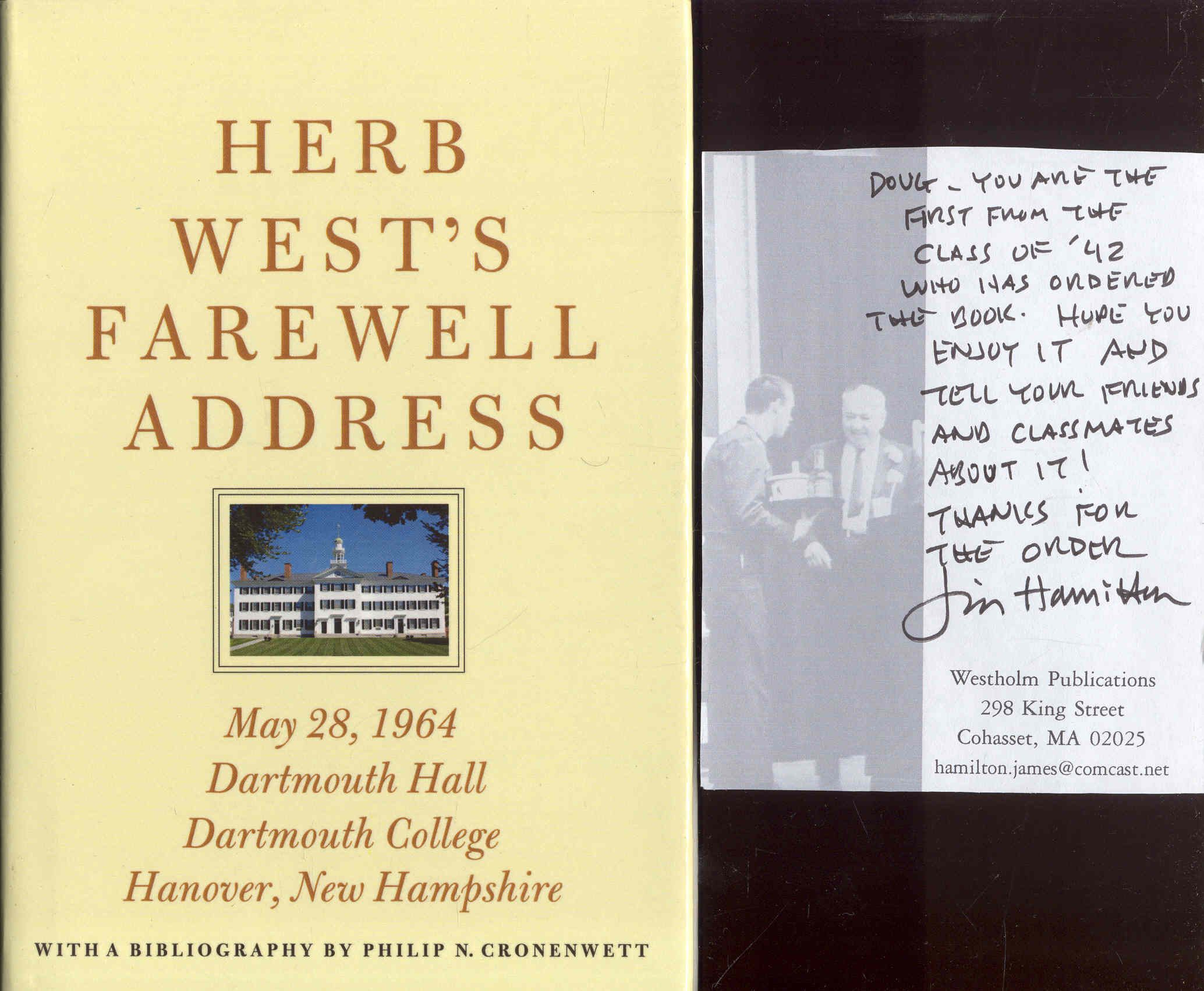 Image for Herb West's Farewell Address: May 28, 1964 - Dartmouth Hall, Dartmouth College, Hanover, New Hampshire