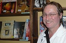 A color photograph of Steven Williams in Denver's Colfax Avenue Tattered Cover book store Summer 2009.