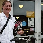 A color photograph of Steven Williams after a bike ride to Denver's Tattered Cover book store on Colfax Avenue Summer 2009.